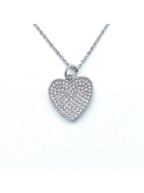 𝅺DAINTY Silver Chain with Sweet Micro Pave Heart Charm